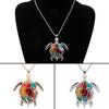 Multi-Color Tortoise Pendant Necklace Turtle Drop Hook Earrings Jewelry Set