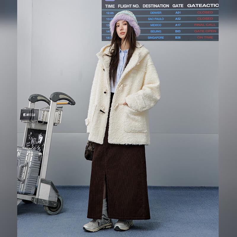 unifree Women's Hooded Faux Shearling Toggle Coat