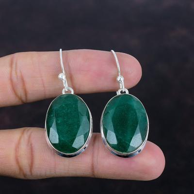 Faceted Zambian Emerald Earring 925 Sterling Silver Earrings Birthstone Earring Designer Jewelry Handmade Gemstone Earrings Gifts For Mother