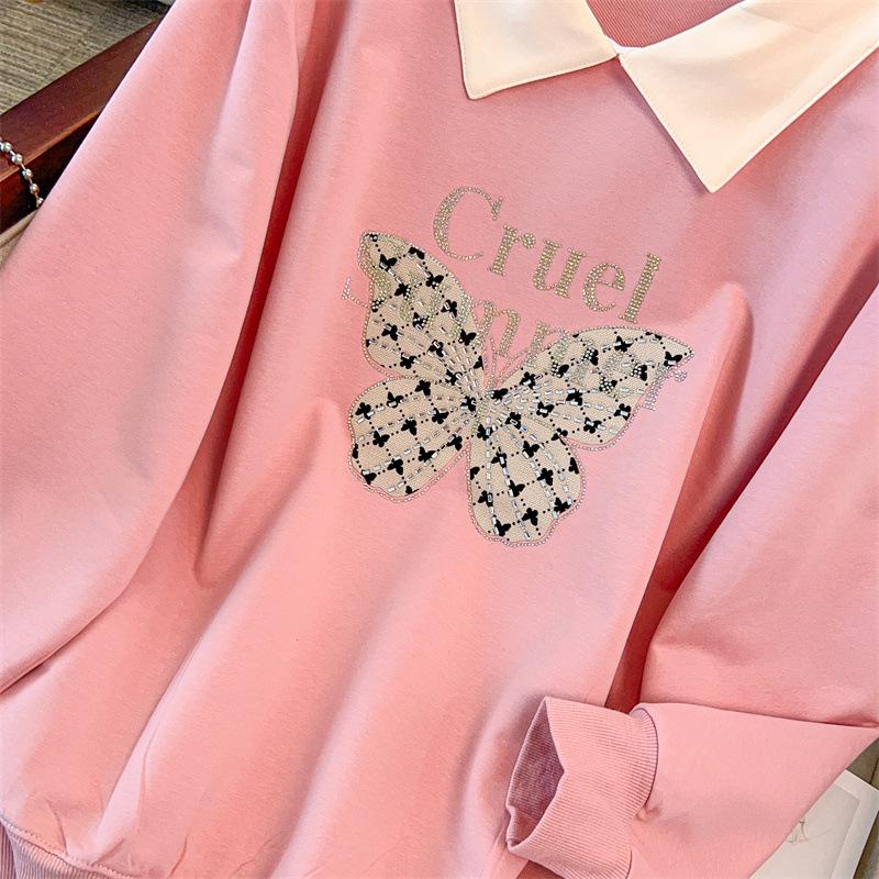 Plus Size Autumn Lapel Sweatshirt (Chest Circumference: 150/160cm, Suitable for 200-350 Jin)