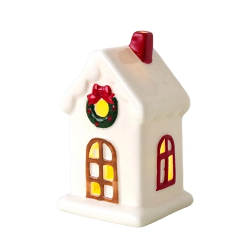 Festival Keramik Hus Ljusstakar Batteridrivna Juldekoration Vinterdisplay Gåva Julstugor Hus