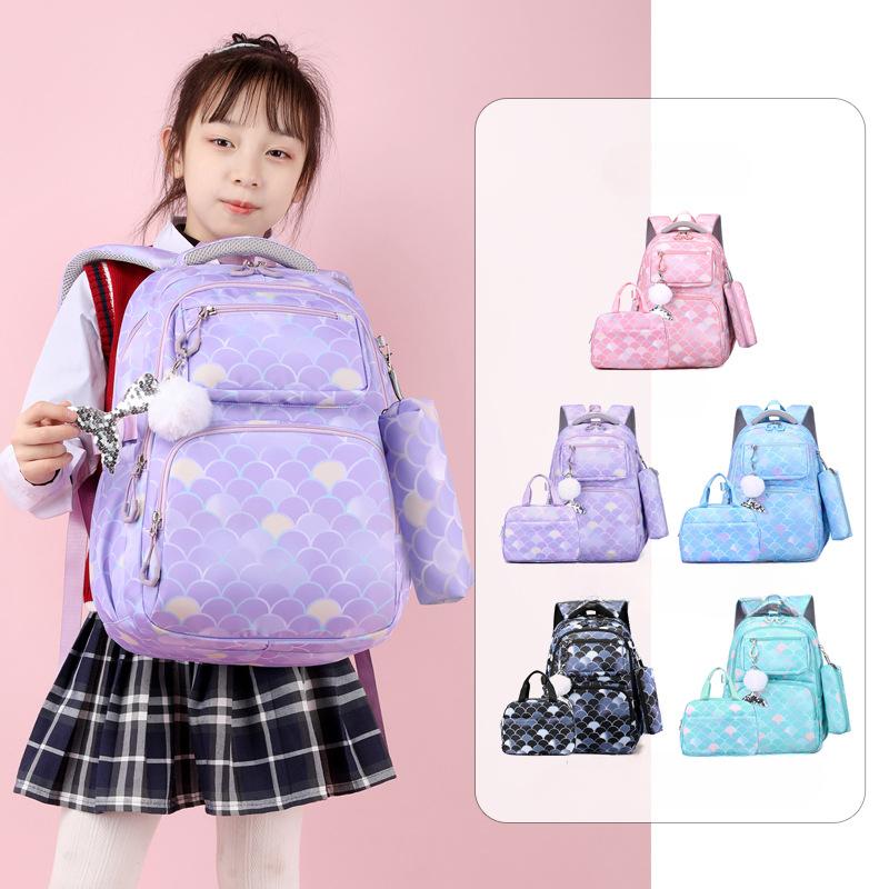 Primary School Children's Book Bag Lightweight Girls and Boys Three Piece Set High Looking