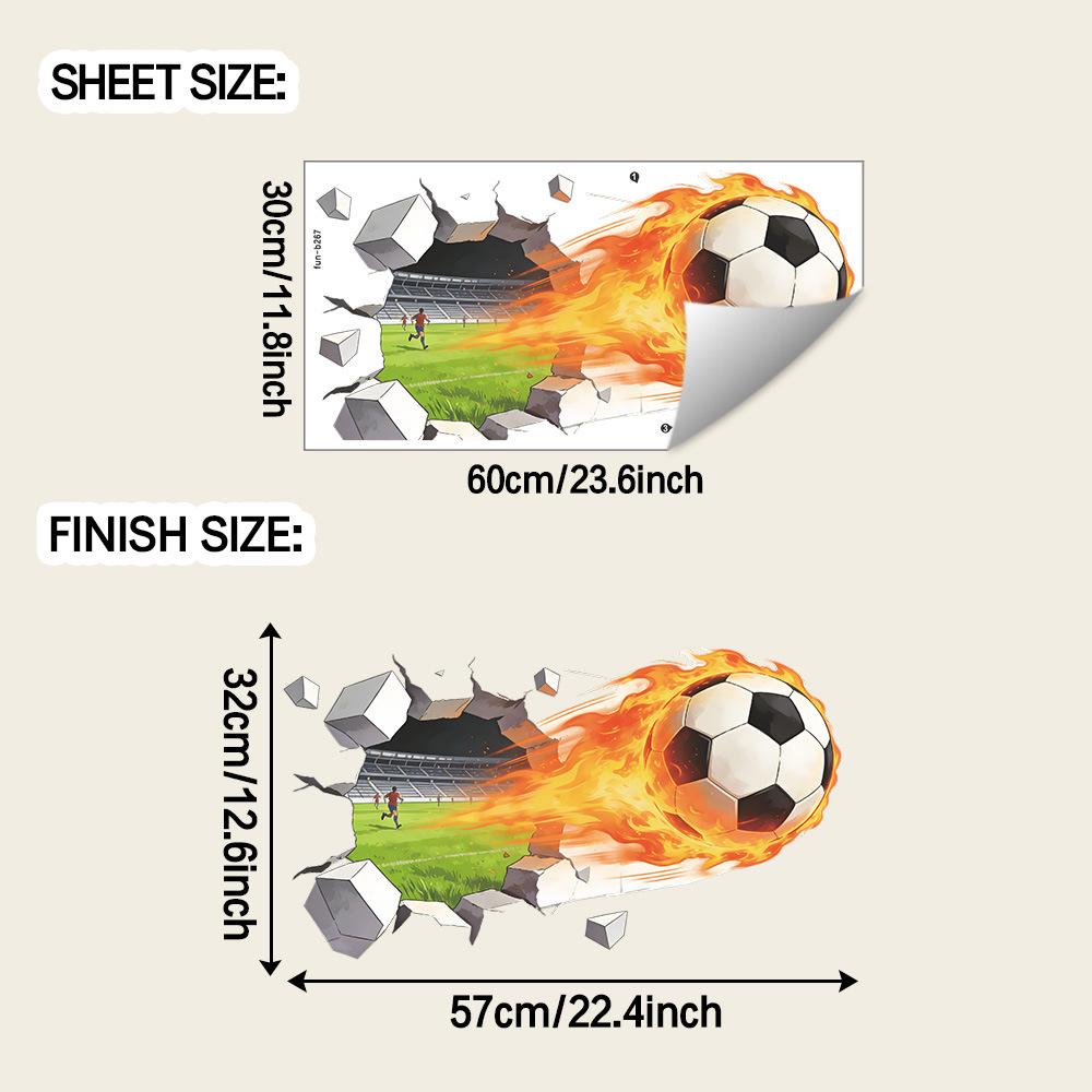 

Breaking The Wall, Flame-shaped Football, Bedroom, Study, Home Furnishings, Wall Beautification, Decoration, Wall Stickers