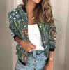 Retro Floral Zipper Jacket for Women Casual Outwear Coat