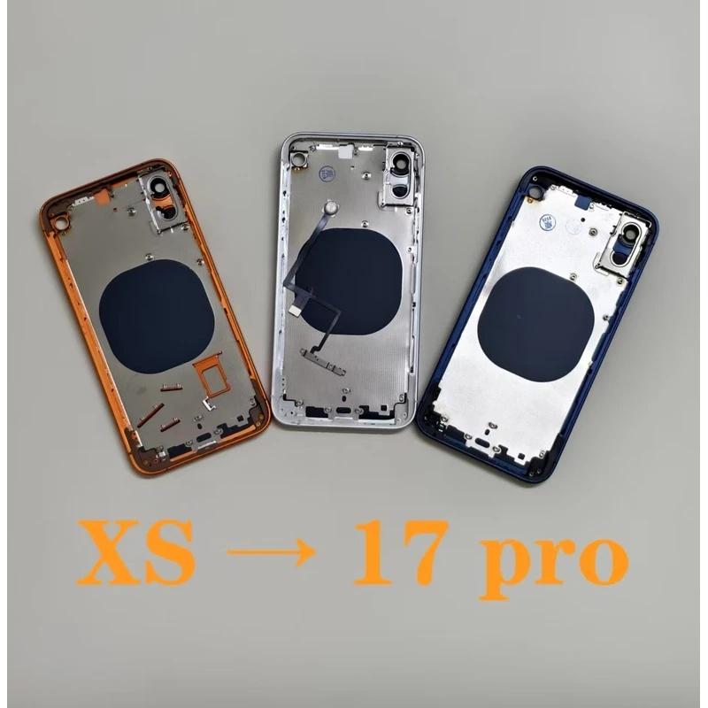 Back Cover Middle Frame Battery Housing Replacement For iPhone XS To 17 Pro DIY Repair Parts