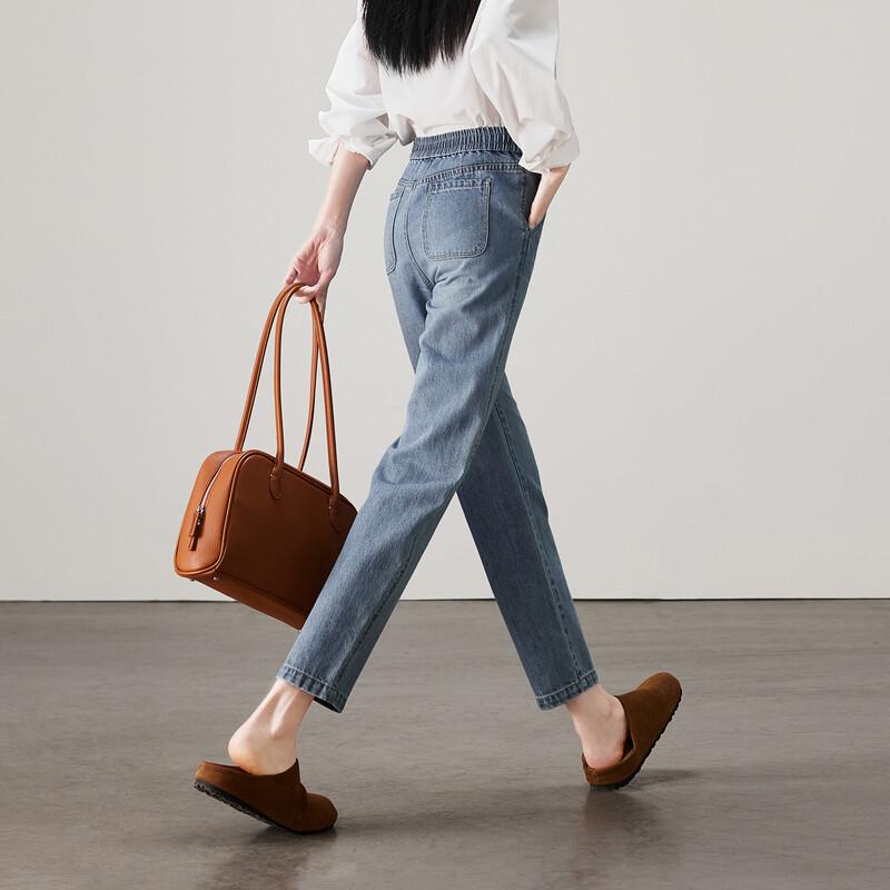 SOFSIL Women s Elastic Waist Slim Fit Cropped Skinny Jeans 28/L