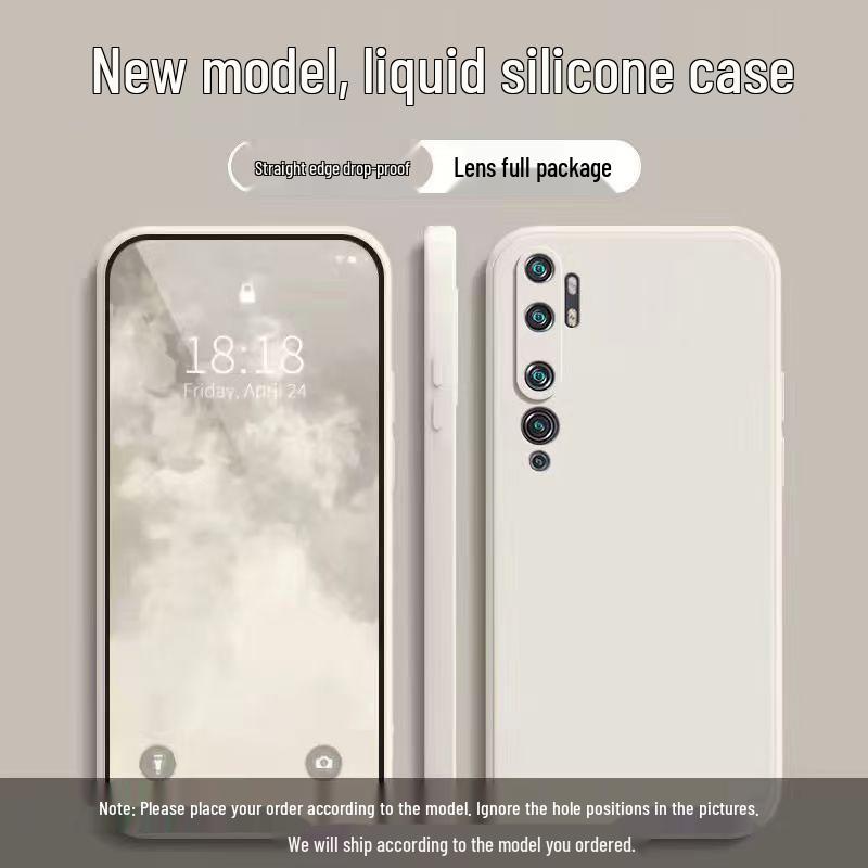 Compatible with Xiaomi CC9 Pro: Solid Color, Rubik's Cube Design, Liquid Silicone, All-Inclusive, Drop-Proof, Straight Edge Soft Case.