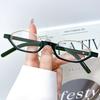 New cat's eye half-frame fashion glasses retro literary trend women's European and American versatile small frame metal flat mirror