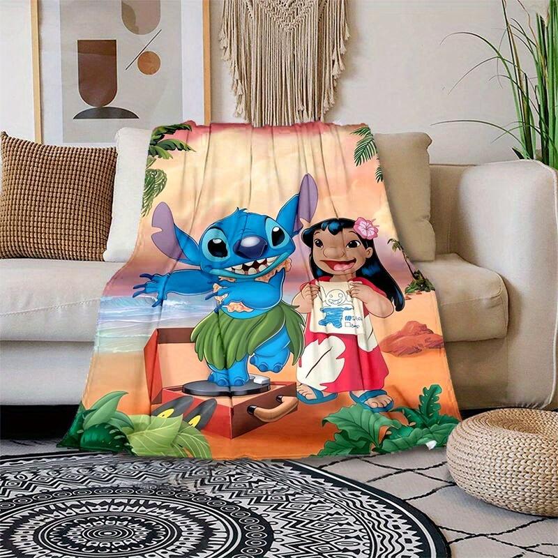 1pc Stitch Printing Blanket - Soft, All-Season Throw for Office Blanket, Personalized Gift with Adorable Cartoon Design