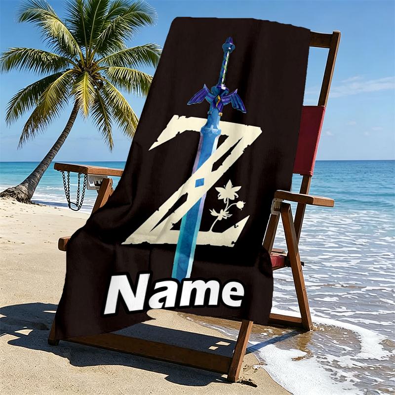 Custom Name Personalized The Legend of Zelda Print Beach Towel, for Trip Camping Beach Party Home Decor, Birthday Gift for Family & Friends