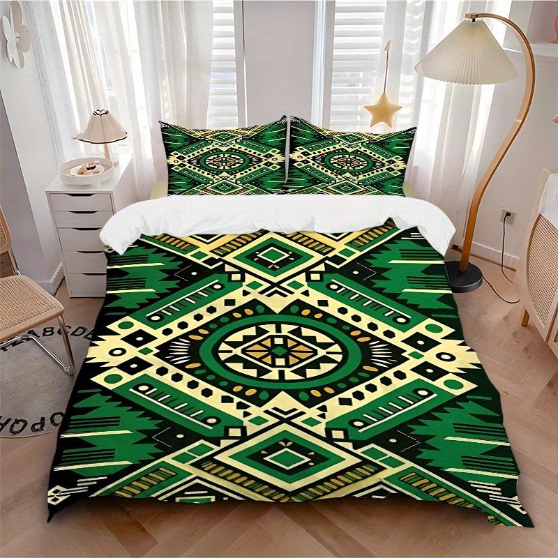 

3pcs Totem Patterns Soft Comfortable Bedding set, For Bedroom, Guest Room And Dorm, All - Season Use, High-Definition Printing195 135x200cm