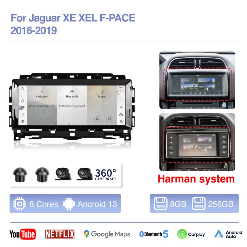 10.25inch Car Multimedia Video Player For Jaguar XE XEL F-PACE 2016-2019 GPS Navigation Android13 stereo Carplay 4G Wifi 360