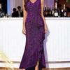 New women's sexy V-neck dress sequined split evening dress dress