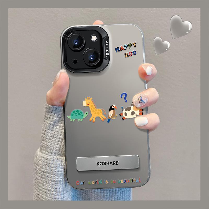 Anwendbar auf Apple 14 Handyhülle Iphone13 Niedliches Tier Unsichtbare Halterung 12pro Farbe Silber Matt 11 Große Löcher