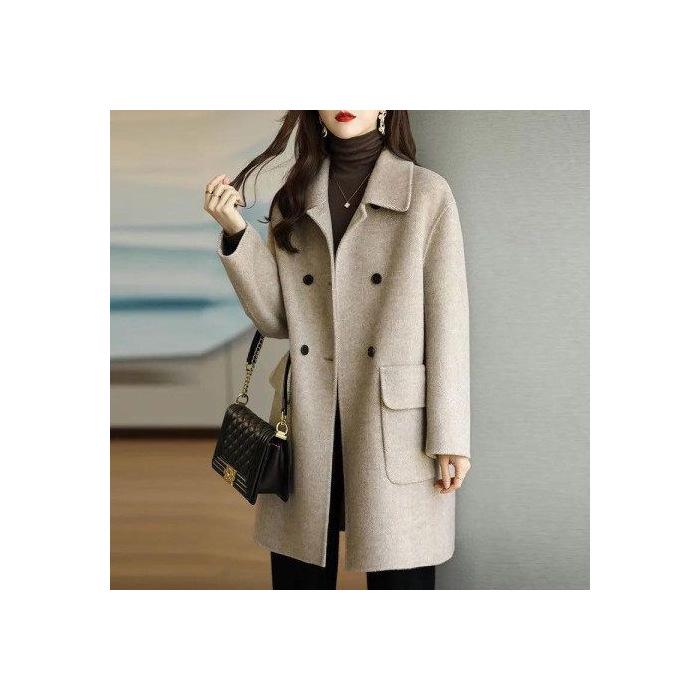 Plus Size Women s Mid-Length Cotton-Padded Wool Coat - Autumn/Winter New Style M