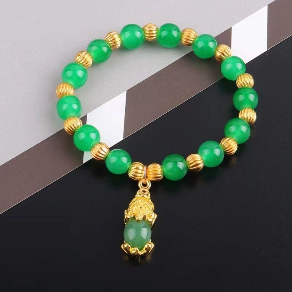 Delicate Imitation Marble Stone Bracelet Chinese Style Beaded Bangles  Men Women