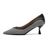 6088-1 French retro thousand bird grid color matching single shoes for women 2025 women's autumn new pointed stiletto high heels for women