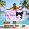 Custom Text Beach Towel, Soft Absorbent Swimming Multi-use TowelKuromi