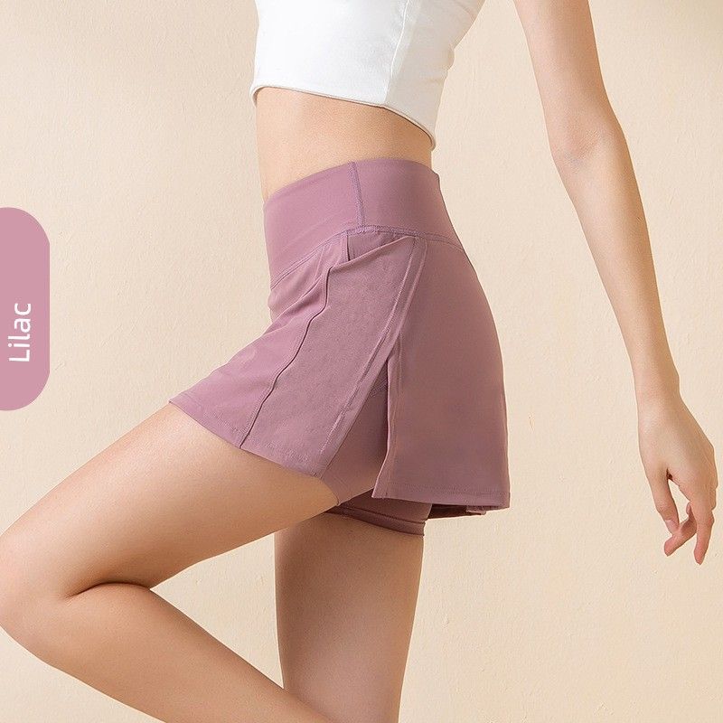 

Export New Arrival Sports Skirt Fake Two-Piece Anti-Emptied Pantskirt Loose Casual Yoga Running Skirt Tennis Skirt Clove purple L