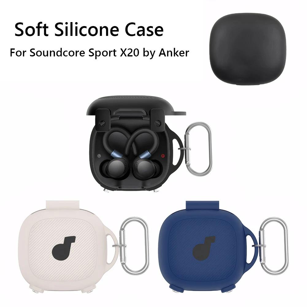 Silicone Case Cover with Carabiner Soft Protective Cover Shockproof Protective Skin Case Dustproof for Anker SoundCore Sport X20