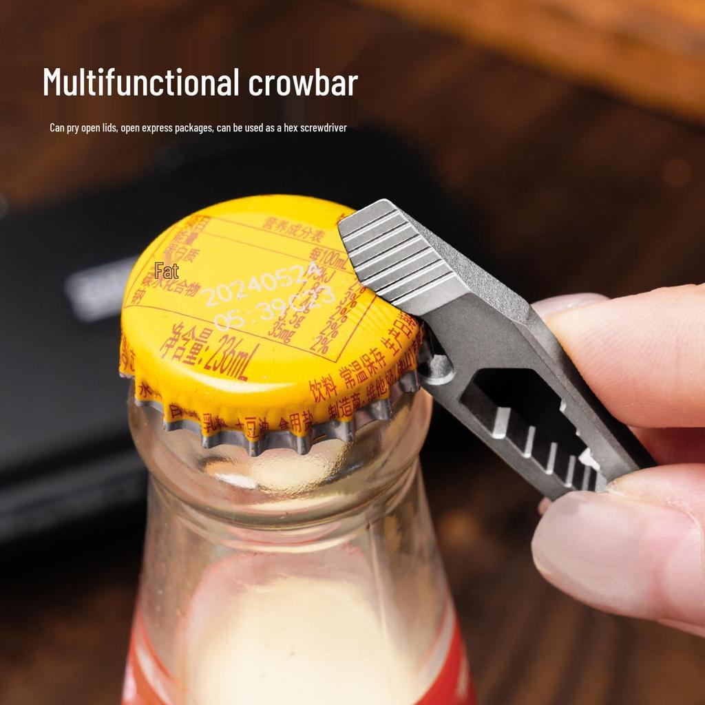 Titanium Alloy EDC Pry Bar & Bottle Opener Keychain Pendant