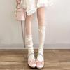 Ice Silk Calf Socks for Women | Summer Sweet Bowknot Slouch Socks - Thin White Lace Ballet-Style Knee-High