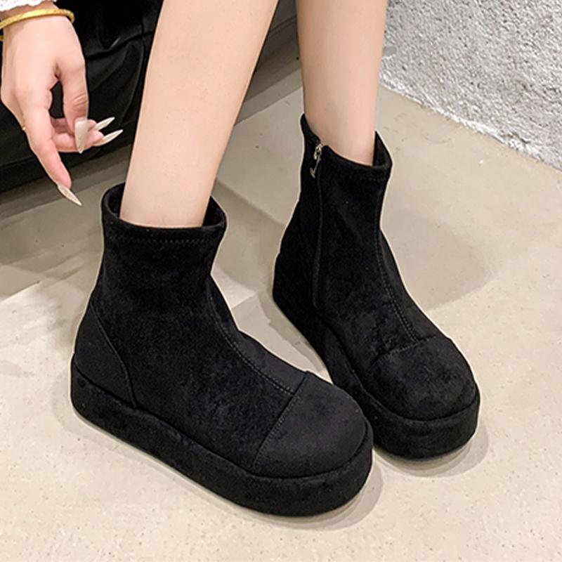 Fashion Women Ankle Boots Flats Platform Suede Designer Shoes Fashion Casual Snow Boots 2025 New Winter Cozy Sport Mujer Chelsea Botas