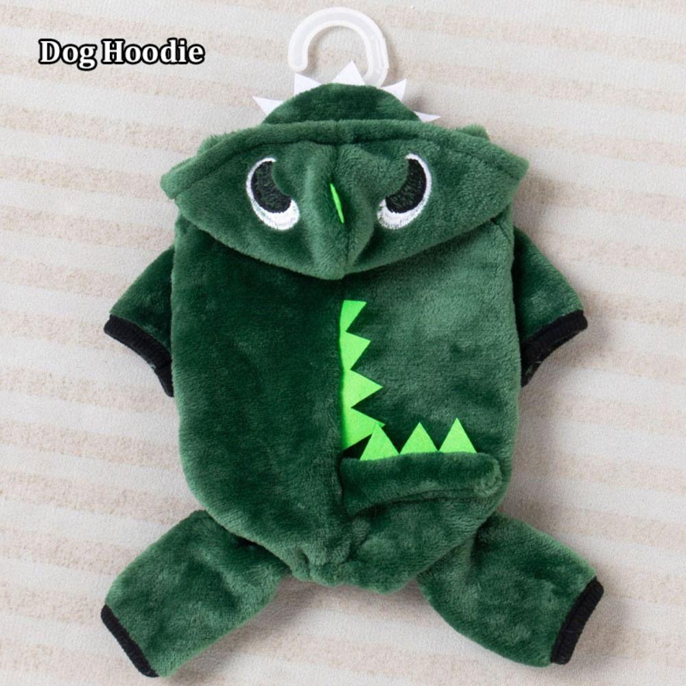Windproof Dinosaur Jumpsuit Thickened Dog Sweater Cute Pet Costume  Winter