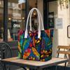 Colorful Bohemian Leaf Print Tote Bag Large Capacity Daily Use Shoulder Bag for Women Fashion Casual Handbag