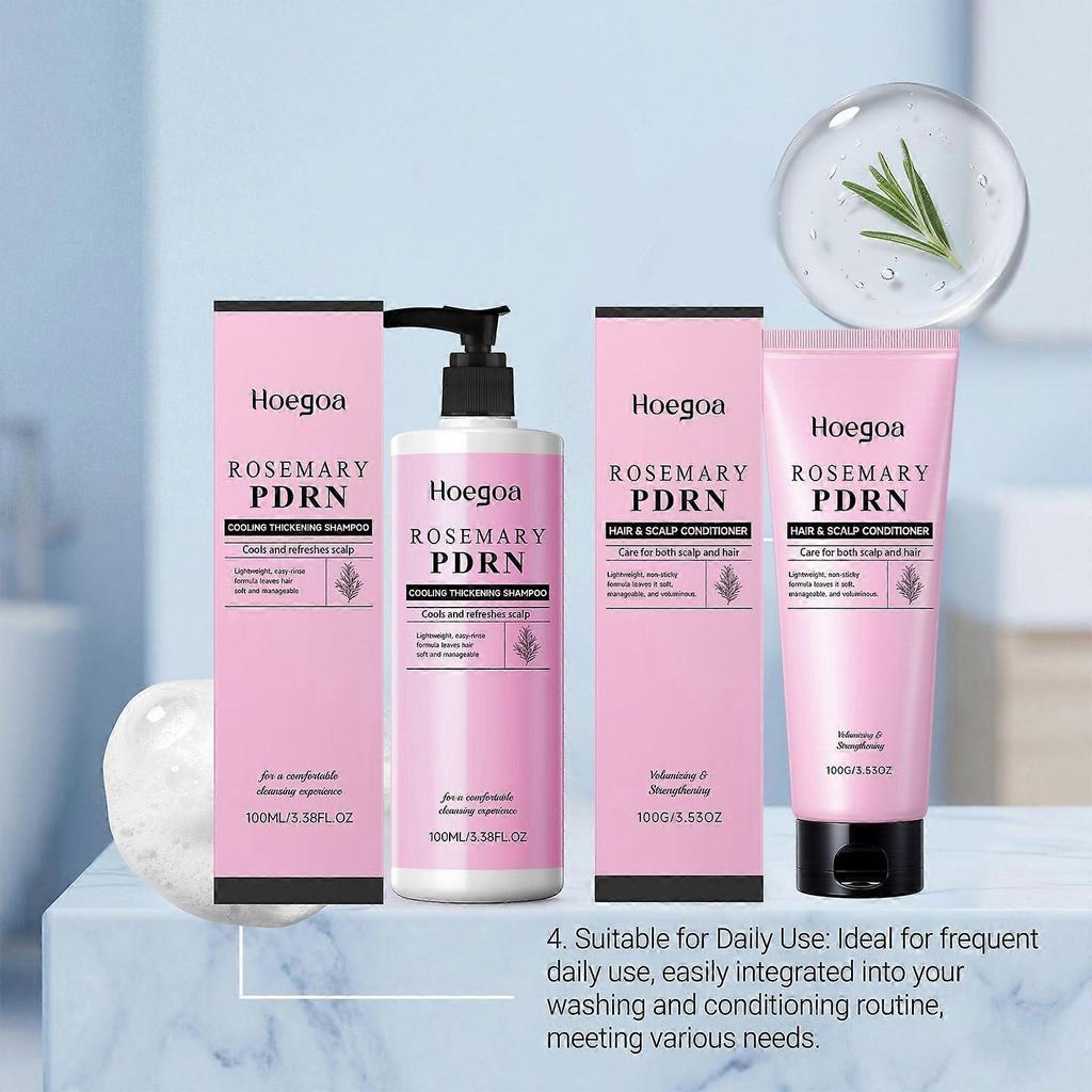 Rosemary PDRN Hair Care Set: Rosemary PDRN Shampoo, Rosemary PDRN Scalp To Strand Nourishing Conditioner for Dry Fine Weak Hair, Amino Acid for Streng