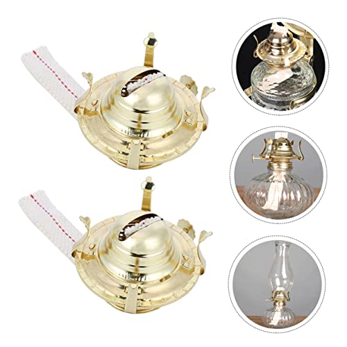NUOBESTY Kerosene Lamp Burner Replacement Set of 3 with Wick, Retro Oil Lamp Parts, Antique Lantern Wick Burner, Metal Adjuster, Repair Parts, Interio