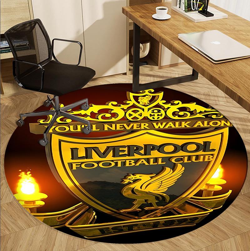 Liverpool F.C Pattern Round Rug, Indoor/Outdoor Mat, for Picnic, Gameroom, Bedroom, Office, Living Room, Home Decor Carpet, Birthday Gift