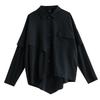 Camisas y blusas vintage negras de manga larga extragrandes para blusa Casual holgadas tops de primavera otoño mujeres camisa abotonada