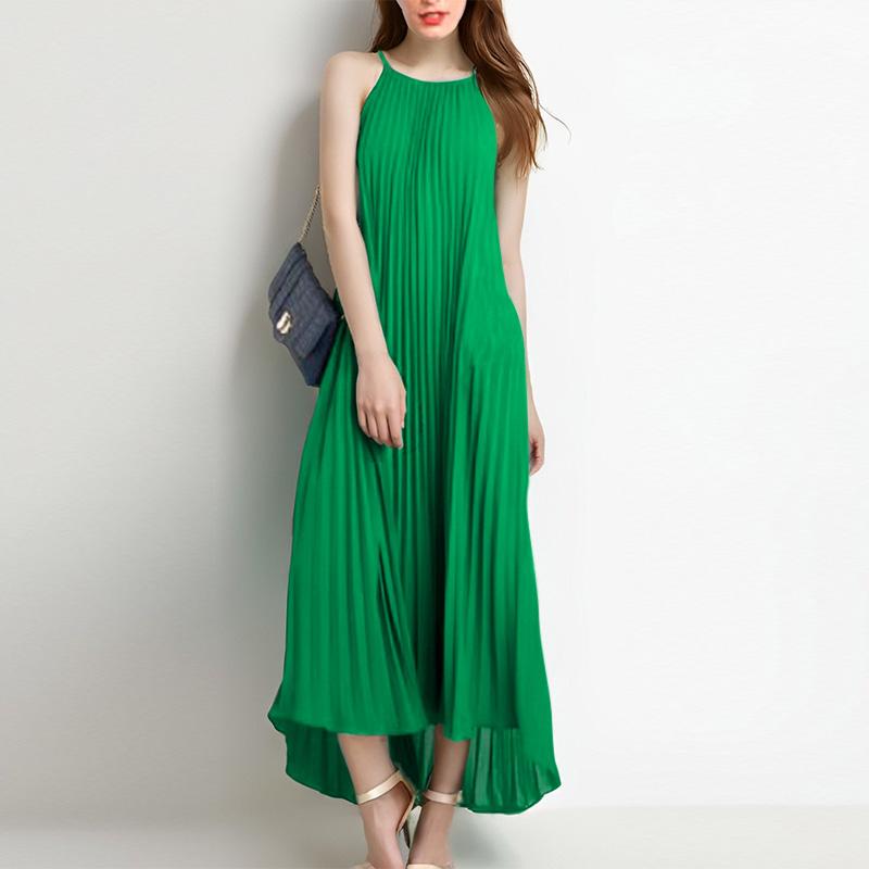 

ZANZEA Женское повседневное платье без рукавов с вырезом халтер и открытыми плечами M зелёный