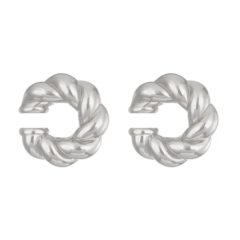 1 Pair Smooth Circle C Shape Clip Earrings For Women Lightweight Without Piercing Cartilage Ear Cuff Gold Silver Color Earrings