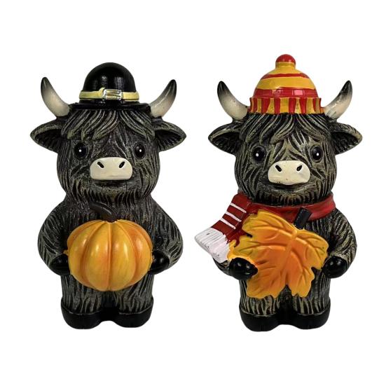 

Юшенг Хэллоуин Хайлендская корова Смола Фигурка Орнамент Символ шотландской культуры Ручная работа Тыква Кленовый лист Статуэтка коровы C