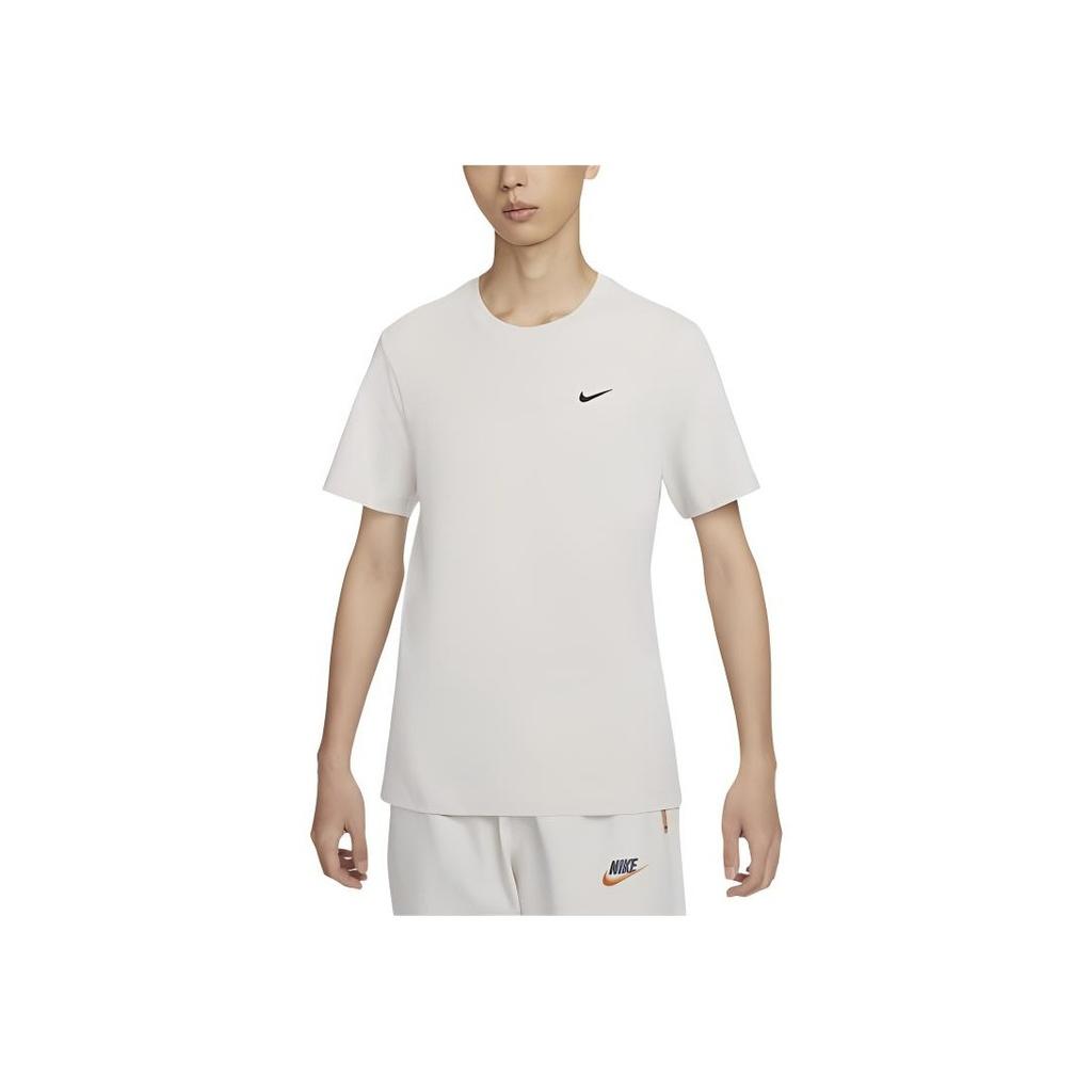 Nike Logo Embroidered Soft Breathable Round Neck Short Sleeve T-Shirt Men Tops Light-Bone BV0508-072