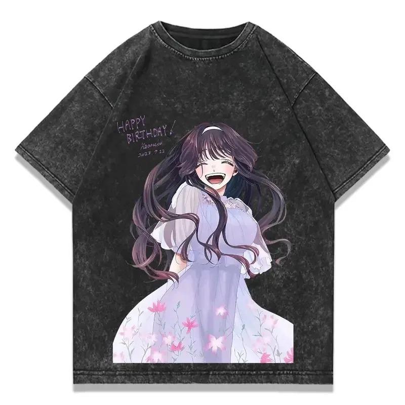 The Fragrant Flower Blooms With Dignity Kaoruko Waguri Anime Graphic T-Shirt Vintage Washed Black Unisex Oversized Aesthetic T-shirt