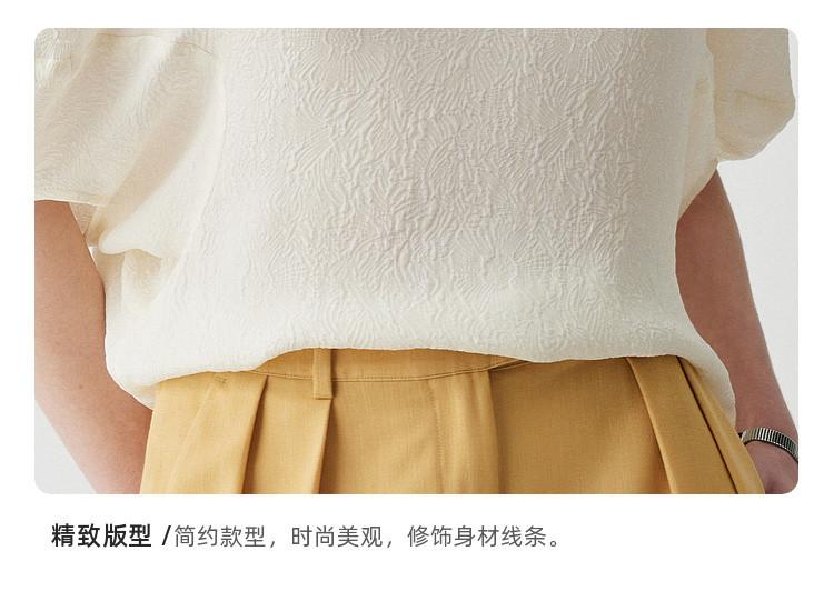 Elegant Silk Jacquard Spring/Summer Round Neck Loose Solid Color Mulberry Silk Crown Crepe Short Sleeve T-shirt for Women