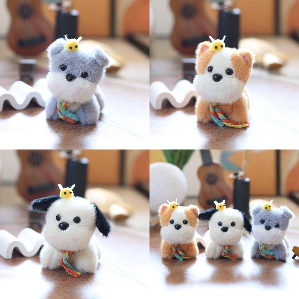 Plush Dog Keychain Stuffed Animal Backpack Charm Pp Cotton Gift For Kids Teens Room Decor