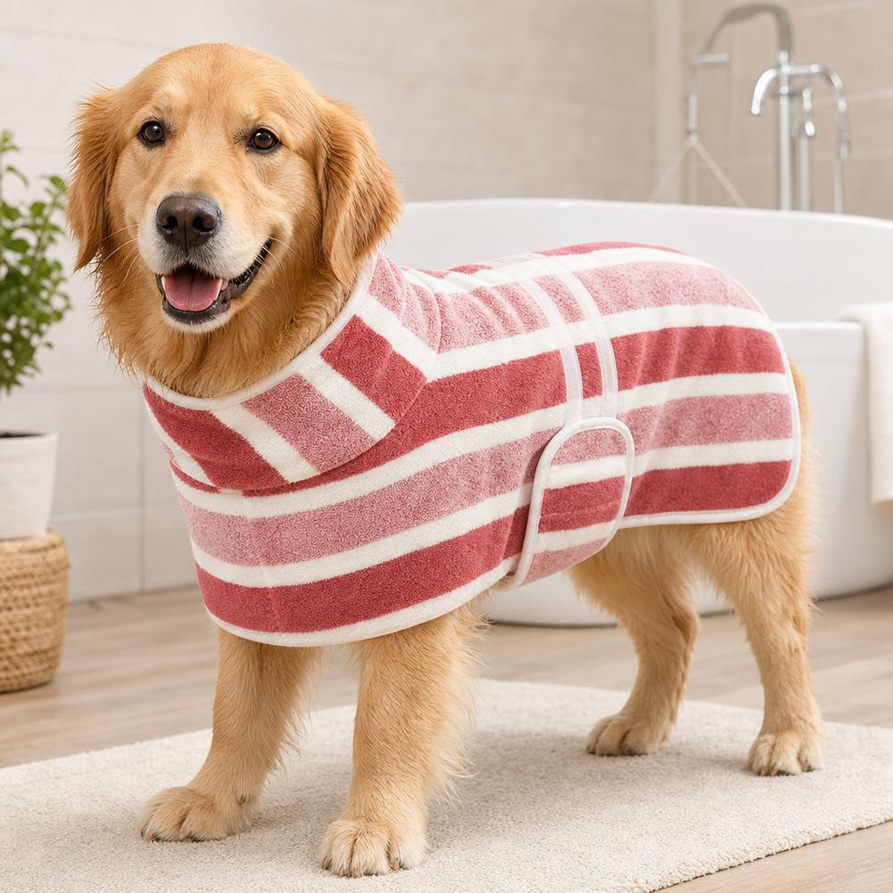 Striped Bathrobe For Cats And Dogs Bath Towel Soft All-wrapped Quick-drying Absorbent Bath Towel Pet Comfort Coat Wholesales