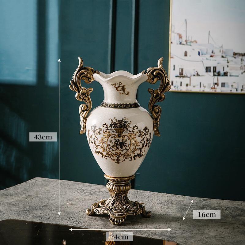 

Classical Flower Decorative Ceramic Vase Flowers Pots Desk Decoration Flower Arrangement White Floral Vases Room Aesthetic Decor