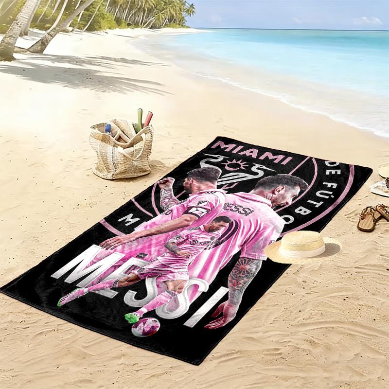 Asciugamano da Spiaggia con Stampa di Lionel Messi, Asciugamano Grande Morbido ad Asciugatura Rapida per Spiaggia Campeggio Nuoto