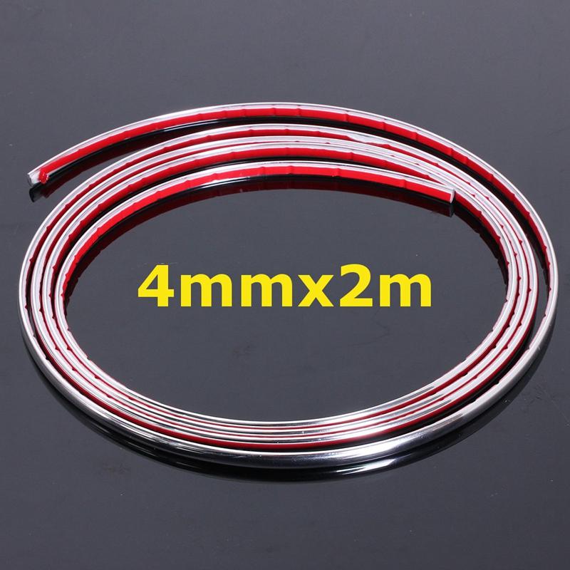 4mmx2m Chrom Auto Styling Zierleiste Zierleiste Autodekoration Zierleiste Glänzende Leiste Klebeband Autozubehör DIY Schutz