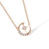 Damesmode Ster Maan Zirconia Hanger Lichte Luxe Sleutelbeenketting Ketting
