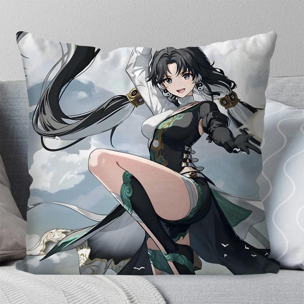 Jianxin Anime Game W-Wuthering Waves Pillow Case Square Pillow Bedroom Sofa Leisure ComfortCar Living Room Home Decoration 40X40