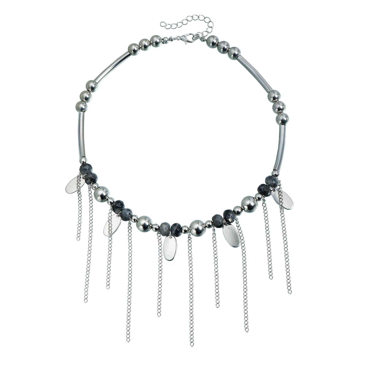 Vintage dark wind black spar necklace cold wind chain fringed collarbone chain necklace