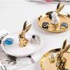 European Style Dressing Table Golden Animal Horse Rabbit Ceramic Jewelry Storage Tray Jewelry Storage Box