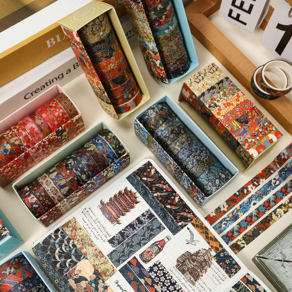10 Rollen Kyoto Ukiyo-e Washi Tape Set Japanische Traditionelle Kunst Retro Welle Floralmuster Masking Tape für Tagebuch Album