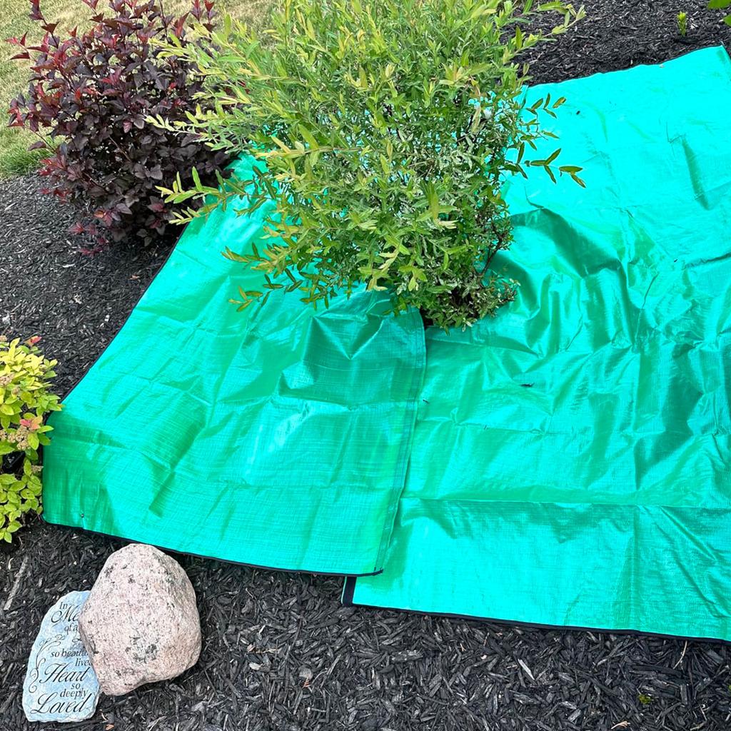 Landschaftsplane für Strauchschnitt 78,7"x78,7" Schnittplane mit 12-Zoll-Loch Wasserdicht Laubsammlung Einfache Schnelle Befestigung